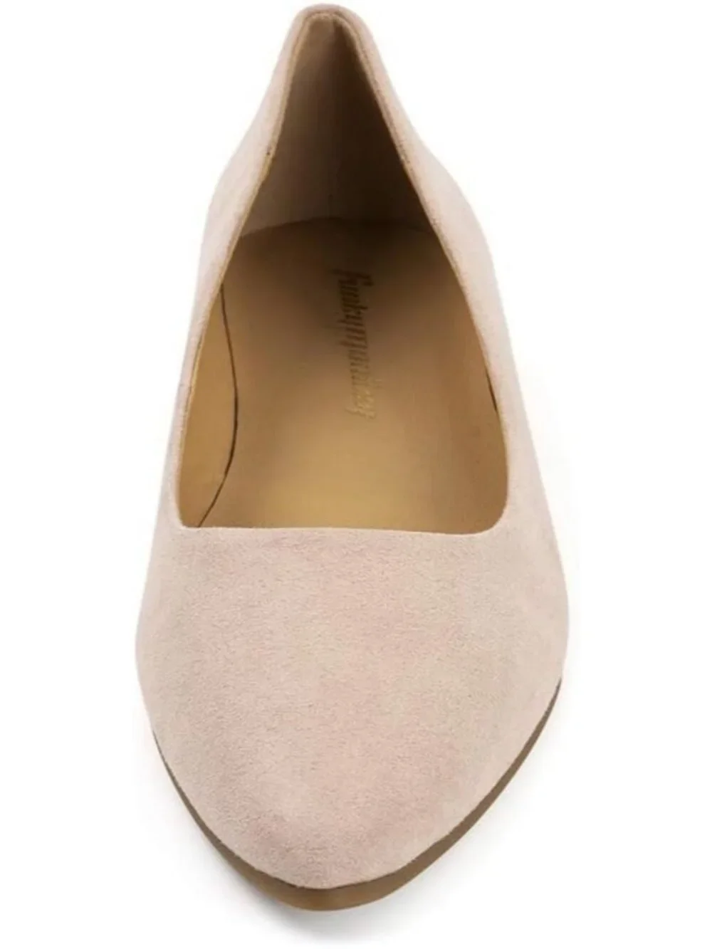 FUNKYMONKEY Women's Nude Faux Leather Pointed Toe Slip On Ballet Low Heel Flats